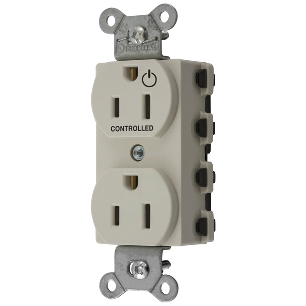 Hubbell Wiring Device-Kellems Straight Blade Devices, Receptacles, Duplex, SNAPConnect, Split Circuit, Half Controlled, 15A 125V, 2-Pole 3-Wire Grounding, Nylon, Light Almond SNAP5262C1LA